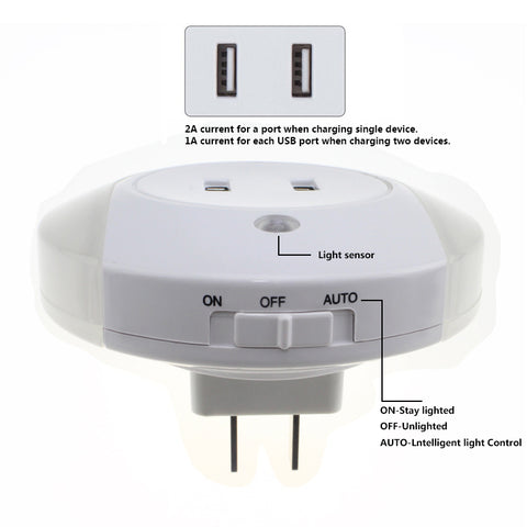 Image of Led light with sensor and smartphone charger - mamyfull