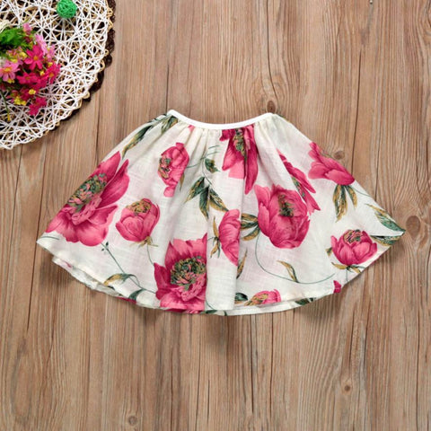 Image of Hollow collar hood sleeve coat + flowers skirt New Kids Baby Girls Short Sleeve Shirt + Flowers Skirt Set Summer Dress Outfits - mamyfull