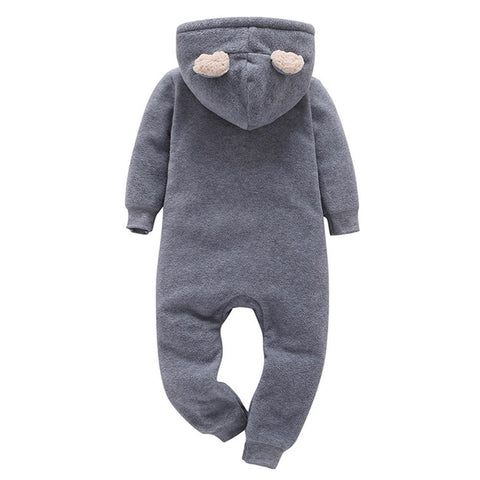 Image of Infant Baby Boys Girls Thicker Print Hooded Romper Jumpsuit Outfit Kid Clothes - mamyfull