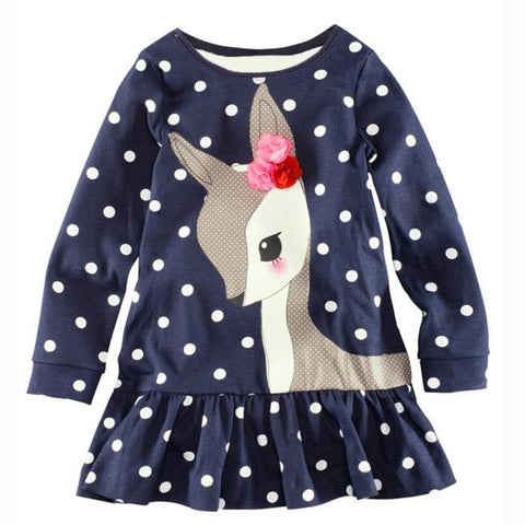 Image of Toddler Baby Girls Kids Autumn Clothes Long Sleeve Deer Tops T-Shirt Dress - mamyfull