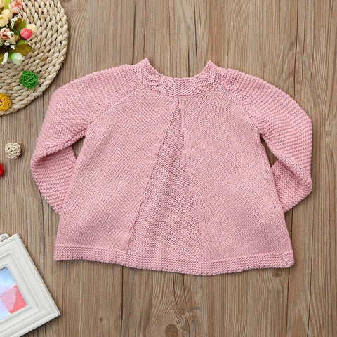 Image of Toddler Kids Baby Girls Outfit Clothes Button Knitted Sweater Cardigan Coat Tops - mamyfull