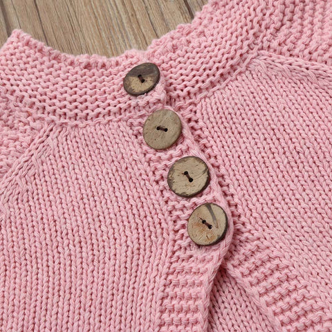 Image of Toddler Kids Baby Girls Outfit Clothes Button Knitted Sweater Cardigan Coat Tops - mamyfull