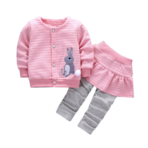 Image of 2Pcs Infant Toddler Baby Girls Rabbit Print Tops Coat+Pants Outfits Clothes Set - mamyfull