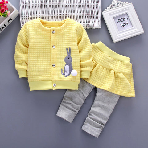 Image of 2Pcs Infant Toddler Baby Girls Rabbit Print Tops Coat+Pants Outfits Clothes Set - mamyfull