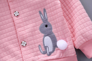 2Pcs Infant Toddler Baby Girls Rabbit Print Tops Coat+Pants Outfits Clothes Set