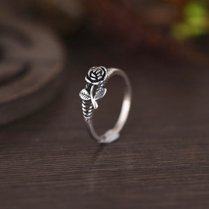 Vintage 3D Rose Ring Courtship Engagement Wedding Party Jewelry