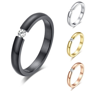 Simple Titanium Steel Couple Rings Womens Wedding Band - mamyfull