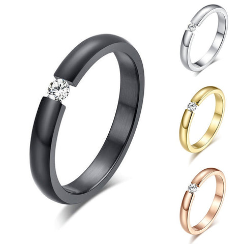 Image of Simple Titanium Steel Couple Rings Womens Wedding Band - mamyfull