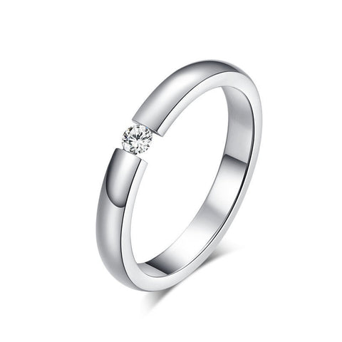 Image of Simple Titanium Steel Couple Rings Womens Wedding Band - mamyfull