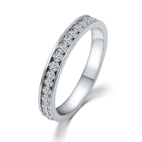 Image of Wedding Bridal Band CZ Diamond Ring Silver 925 Gifts for Women - mamyfull