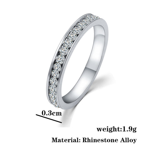 Image of Wedding Bridal Band CZ Diamond Ring Silver 925 Gifts for Women - mamyfull