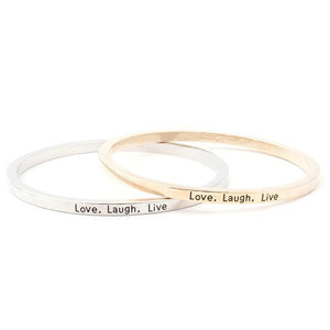 Love Laugh Live Engraved Bangle - mamyfull