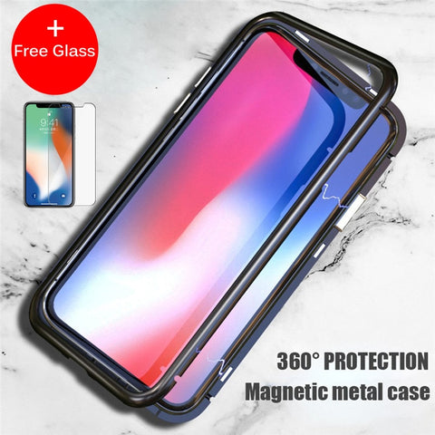 Image of Magnetic case phone cases for iPhone X 6 6S 7 8 Plus Anti-Scratch Tempered Glass Back Cover - mamyfull