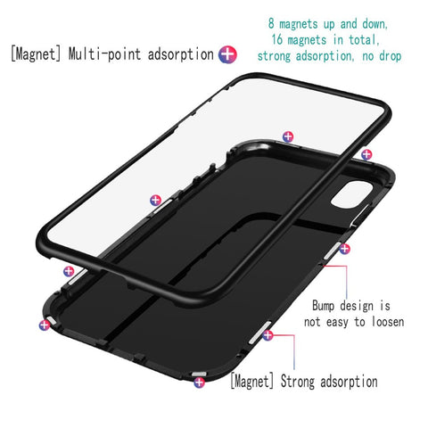 Image of Magnetic case phone cases for iPhone X 6 6S 7 8 Plus Anti-Scratch Tempered Glass Back Cover - mamyfull