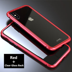 Magnetic case phone cases for iPhone X 6 6S 7 8 Plus Anti-Scratch Tempered Glass Back Cover