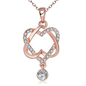 Swarovski Crystal 18K Rose Plated Intertwined Hearts Necklace - mamyfull