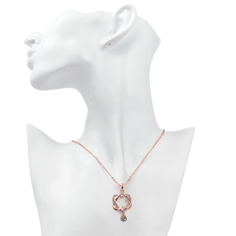 Image of Swarovski Crystal 18K Rose Plated Intertwined Hearts Necklace - mamyfull