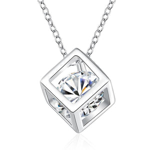 Swarovski Crystal White Topaz Necklace in 18K White Gold Plated - mamyfull