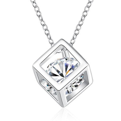 Image of Swarovski Crystal White Topaz Necklace in 18K White Gold Plated - mamyfull