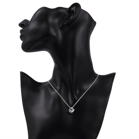 Image of Swarovski Crystal White Topaz Necklace in 18K White Gold Plated - mamyfull