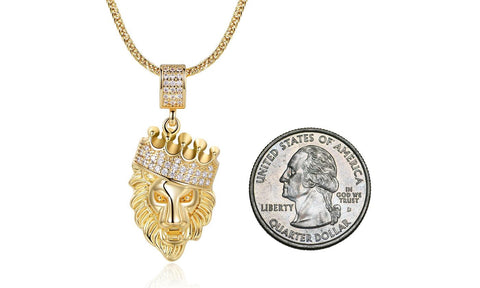 Image of 18K Gold-Plated Lion Head Pendant with Chain Necklace - mamyfull