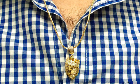 Image of 18K Gold-Plated Lion Head Pendant with Chain Necklace - mamyfull