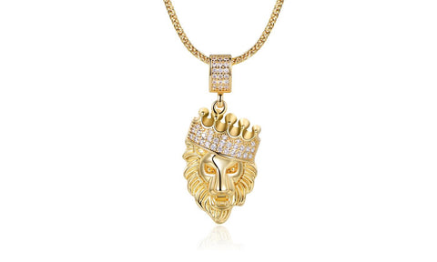 Image of 18K Gold-Plated Lion Head Pendant with Chain Necklace - mamyfull