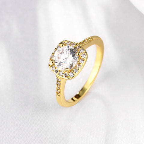 Image of Swarovski Crystal Halo Ring in 18K Gold Plated - mamyfull