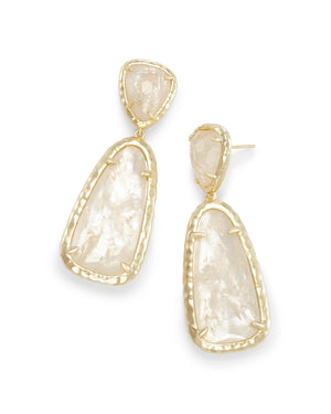 Made with Swarovski Crystal 18K Gold Filled Ivory Stone Drop Earrings - mamyfull