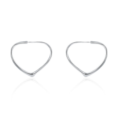 Image of Heart Hoops Earring in White Gold Plated - mamyfull