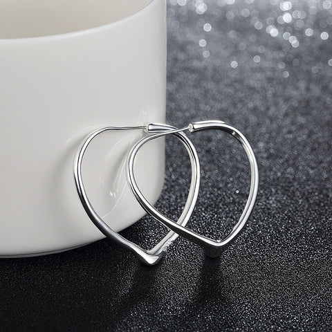 Image of Heart Hoops Earring in White Gold Plated - mamyfull