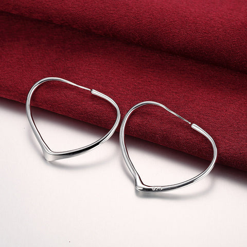 Image of Heart Hoops Earring in White Gold Plated - mamyfull