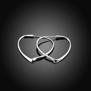 Heart Hoops Earring in White Gold Plated