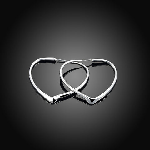 Image of Heart Hoops Earring in White Gold Plated - mamyfull