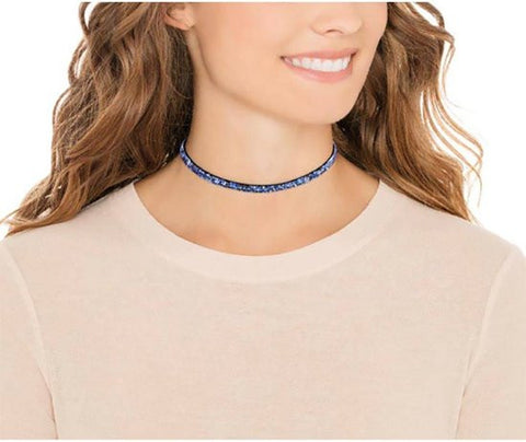 Image of Made with Swarovski Crystal Choker Necklace - Blue - mamyfull