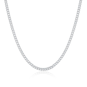 White Gold Plated Fiagro Chain / Cuban Chain Unisex - mamyfull