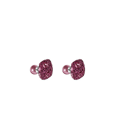 Image of Made with Swarovski Crystal Double Stud Earring - Pink - mamyfull