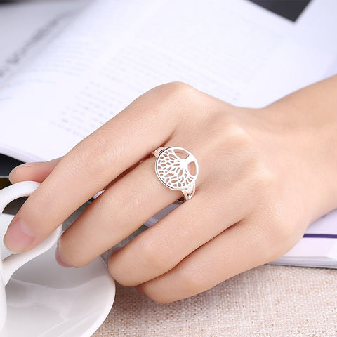 Image of Tree of Life Ring in 18K White Gold Plated - mamyfull