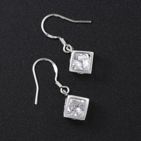 Image of Swarovski Crystal Rubix Cube Drop Earring in White Gold Plated - mamyfull