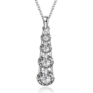 Swarovski Crystal 4 Stone Drop Necklace in 18K White Gold Plated - mamyfull