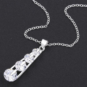 Swarovski Crystal 4 Stone Drop Necklace in 18K White Gold Plated