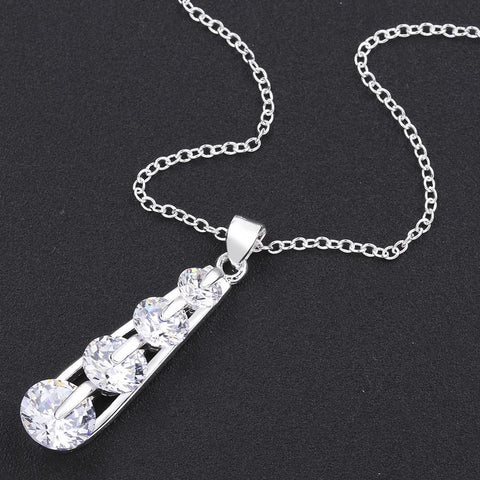 Image of Swarovski Crystal 4 Stone Drop Necklace in 18K White Gold Plated - mamyfull