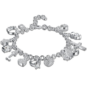 Swarovski Crystal Charms Bracelet in 18K White Gold Plated - mamyfull