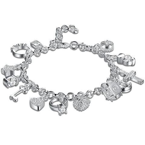 Image of Swarovski Crystal Charms Bracelet in 18K White Gold Plated - mamyfull