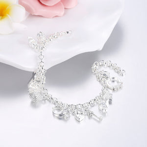 Swarovski Crystal Charms Bracelet in 18K White Gold Plated