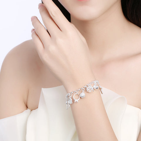 Image of Swarovski Crystal Charms Bracelet in 18K White Gold Plated - mamyfull