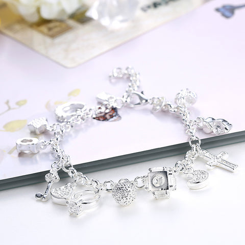 Image of Swarovski Crystal Charms Bracelet in 18K White Gold Plated - mamyfull