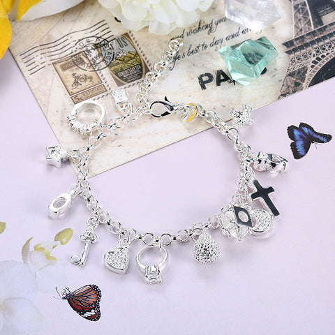 Image of Swarovski Crystal Charms Bracelet in 18K White Gold Plated - mamyfull