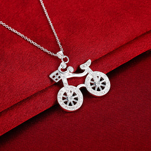 Swarovski Crystal Bicycle Necklace in 18K White Gold Plated