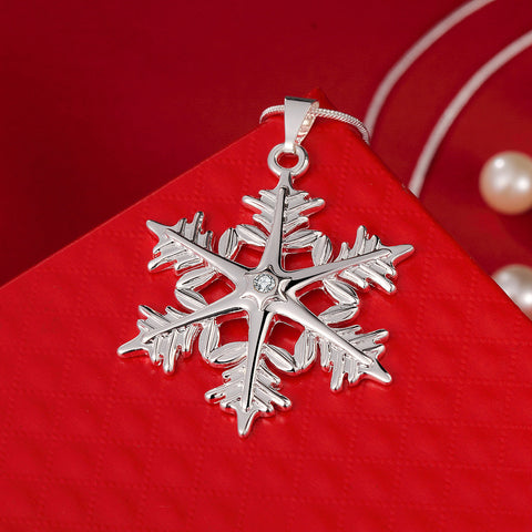 Image of Snowflake Necklace in 18K White Gold Plated - mamyfull